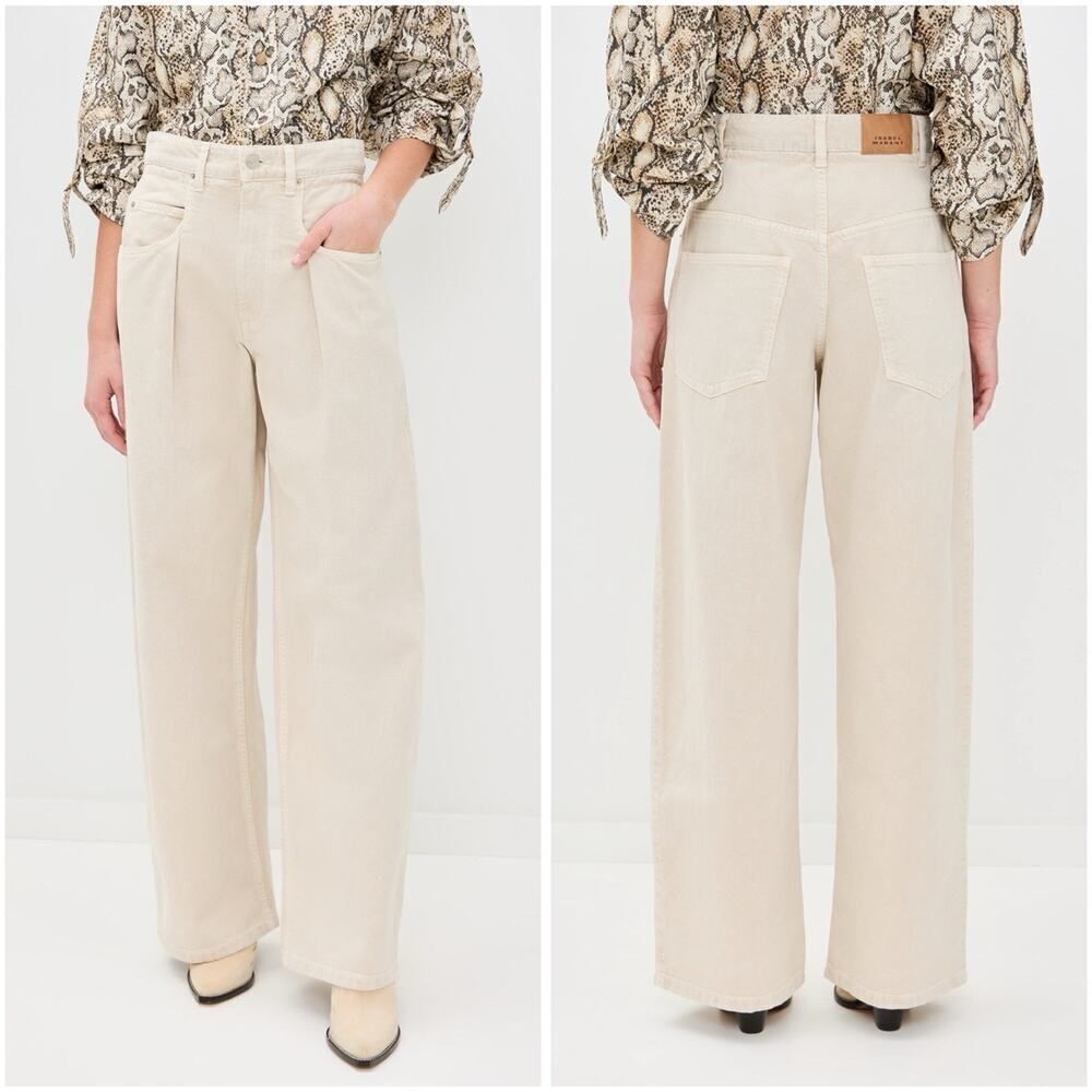 Isabel Marant Etoile Rachelle Wide-Leg Cream Jeans Size 28 High Waist